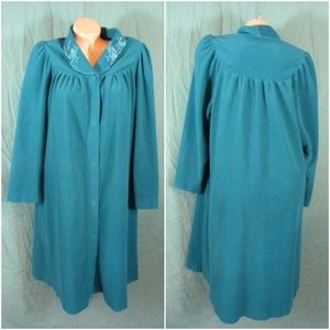 Shadowline Medium Housecoat Robe Fleece Collar Vintage